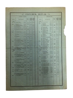 Lot 38 - West Ham v Barnsley October 16th 1937 Football League Division II