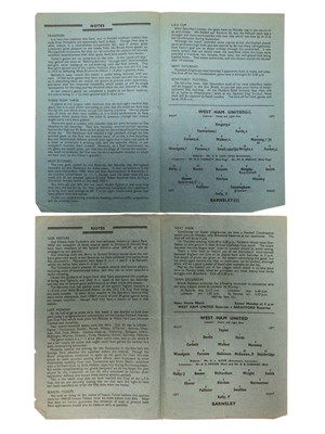 Lot 39 - West Ham v Barnsley 26th April 1947, 1st November 1947, 16th April 1949, 27th August 1949, all Football League Division 2 (4)