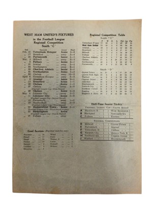 Lot 41 - West Ham v Birmingham 25th May 1940 Football League Cup Fourth Round