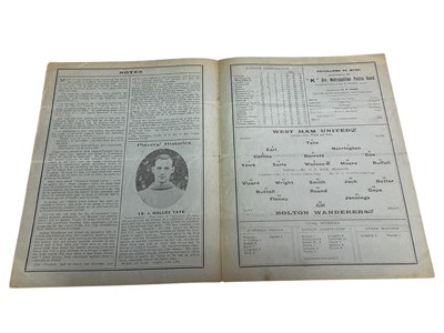 Lot 43 - West Ham v Bolton Wanderers December 10th 1927 Football League Division I