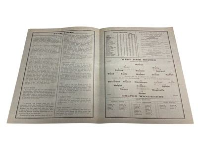 Lot 44 - West Ham v Bolton Wanderers April 3rd 1931 Football League Division I
