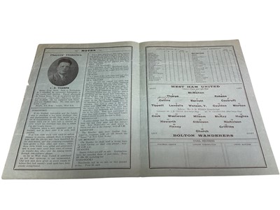 Lot 46 - West Ham v Bolton Wanderers August 26th 1933 Football League Division II