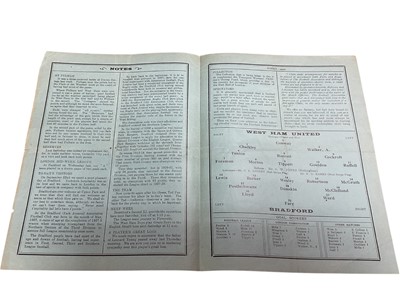 Lot 50 - West Ham v Bradford February 2nd 1935 Football League Division II