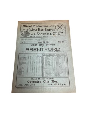 Lot 60 - West Ham v Brentford January 19th 1935 Football League Division II