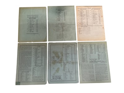 Lot 79 - West Ham v Charlton 14th October 1939 Friendly 23rd March 1940 Football League Regional Competition, 25th December 1941 London War League, 18th December 1943, 9th December 1944, 19th January 194...