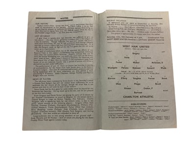 Lot 79 - West Ham v Charlton 14th October 1939 Friendly 23rd March 1940 Football League Regional Competition, 25th December 1941 London War League, 18th December 1943, 9th December 1944, 19th January 194...
