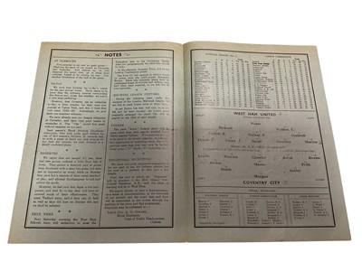 Lot 86 - West Ham v Coventry City February 27th 1937 Football League Division II