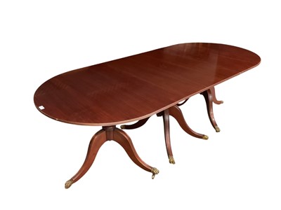 Lot 1251 - Regency style mahogany three pedestal dining table