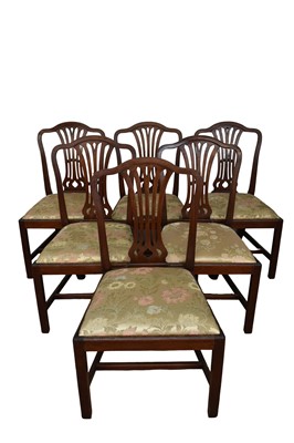 Lot 1247 - Set of eight late 19th century mahogany dining chairs in the Hepplewhite style, with drop-in seats