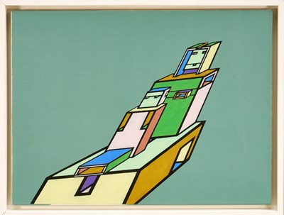 Lot 991 - Ron Sims (1944-2014) acrylic on canvas - Architectural Nativity