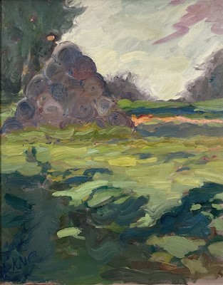 Lot 36 - Kevin Nolar (Contemporary) oil on canvas, Hay Bales, Lound, signed, 50 x 40cm, framed