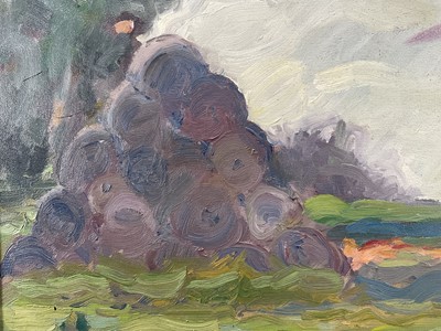 Lot 36 - Kevin Nolar (Contemporary) oil on canvas, Hay Bales, Lound, signed, 50 x 40cm, framed