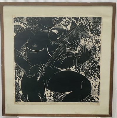 Lot 13 - Tsugumi Ota (b. 1951) print - The Violinist, signed, titled, numbered 3/30, 64cm x 62cm, glazed frame