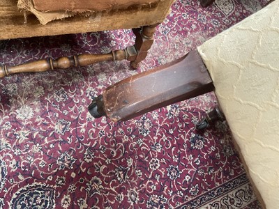 Lot 1251 - Pair of late Victorian buttoned back armchairs on turned mahogany legs and castors, 70cm wide x 72cm deep