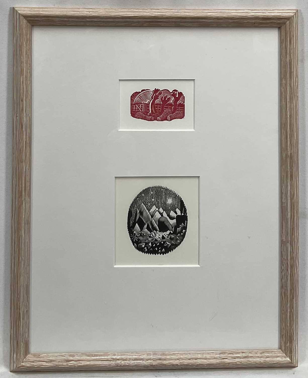 Lot 105 - After Eric Ravilious (1903-1942) two woodcut prints, British Printmakers edition 17/35, 4.5cm x 7cm and 6cm x 5.5cm, framed together