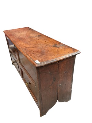 Lot 1263 - 18th century oak coffer with rising lid and two drawers below, 110cm wide x 36cm deep x 57cm high
