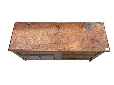 Lot 1263 - 18th century oak coffer with rising lid and two drawers below, 110cm wide x 36cm deep x 57cm high