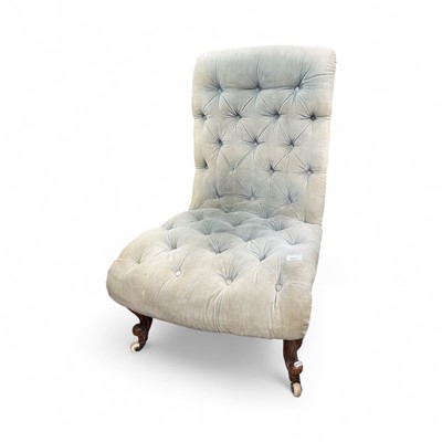 Lot 5317 - Victorian buttoned back nursing chair on carved cabriole legs