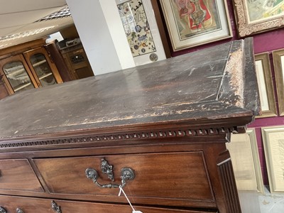 Lot 1269 - George III mahogany chest on chest with Greek key cornice and brushing slide