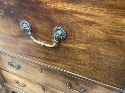Lot 1269 - George III mahogany chest on chest with Greek key cornice and brushing slide