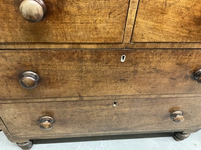 Lot 1270 - George IV mahogany chest of two short and two long drawers with bun handles, on turned feet, 93cm wide x 48cm deep x 87cm high