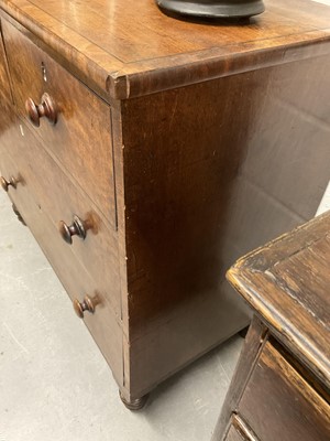 Lot 1270 - George IV mahogany chest of two short and two long drawers with bun handles, on turned feet, 93cm wide x 48cm deep x 87cm high