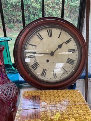 Lot 66 - Edwardian mahogany cased wall clock and a similar clock