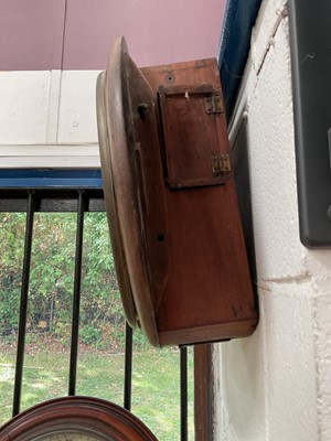 Lot 66 - Edwardian mahogany cased wall clock and a similar clock