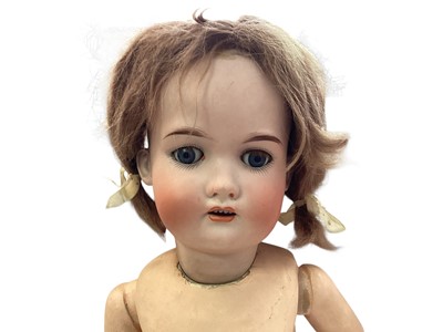 Lot 2057 - Armand Marseilles porcelain head doll 351 9K 60cms, Princess Elizabeth fabric doll, bisque head doll marked 182 LL possibly Kling doll plus some other dolls.