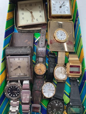 Lot 1110 - Group of vintage and later watches and travel clocks