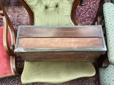 Lot 38 - Regency brass inlaid campaign box together with mahogany campaign folding shaving mirror in portable case, and Georgian yew wood tea caddy (3)