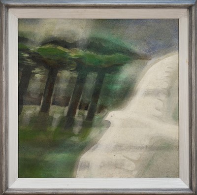 Lot 884 - *Allin Braund (1915-2004) oil on board - White Bird, signed and titled verso, 68cm square, framed