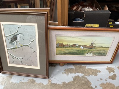 Lot 52 - Group of pictures, including an oil on canvas of warships