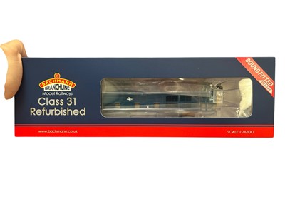 Lot 1832 - Bachmann OO Gauge BR Blue Class 31/4 (Refurbished) diesel 31435, boxed 35-825SFX, Class 37/0 diesel 37284 and Class 37/4 Large Logo 37401, boxed 32-377A (3)