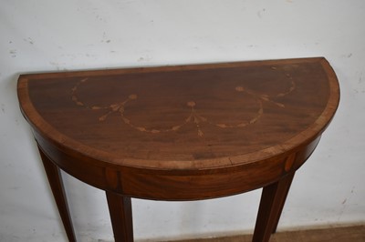 Lot 1289 - George III mahogany and inlaid demi-lune pier table