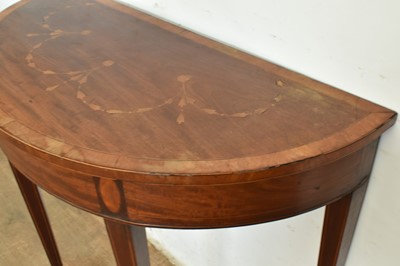 Lot 1289 - George III mahogany and inlaid demi-lune pier table