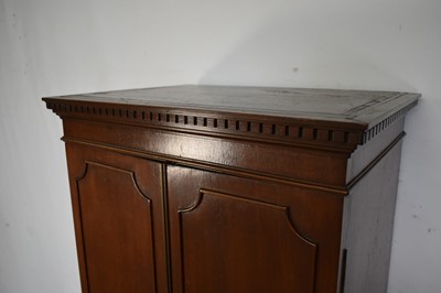 Lot 1295 - Antique cabinet on chest of narrow proportions