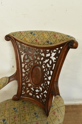 Lot 1299 - William IV rosewood library chair with pierced carved back