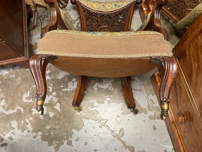 Lot 1299 - William IV rosewood library chair with pierced carved back
