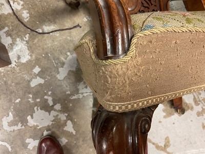Lot 1299 - William IV rosewood library chair with pierced carved back