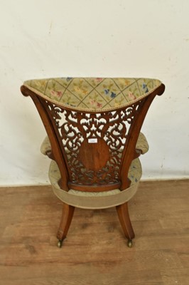 Lot 1299 - William IV rosewood library chair with pierced carved back