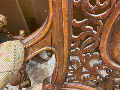 Lot 1299 - William IV rosewood library chair with pierced carved back