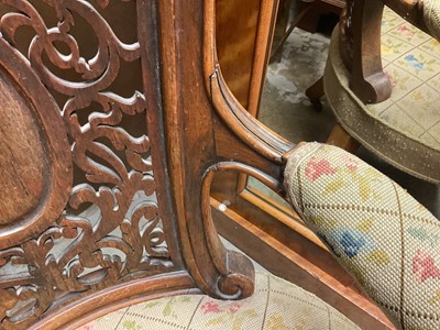 Lot 1299 - William IV rosewood library chair with pierced carved back
