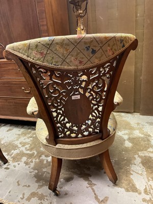 Lot 1299 - William IV rosewood library chair with pierced carved back