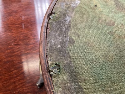 Lot 1301 - Adams style satinwood and marquetry inlaid oval tray with flanking brass handles, 69cm wide