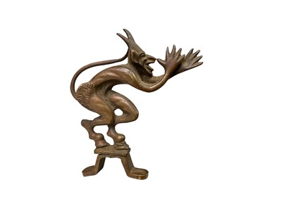Lot 15 - Vintage bronzed metal car mascot in the form of a devil, 9cm in overall height.