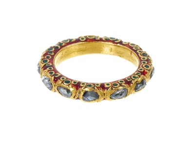 Lot 407 - Antique Indian diamond gold and enamel eternity ring
