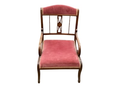 Lot 1422 - Edwardian inlaid mahogany elbow chair