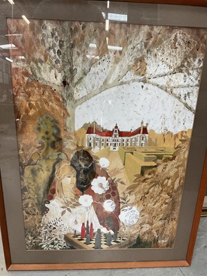 Lot 958 - Group of pictures, including a surrealist mixed media painting signed John Ashurst '67
