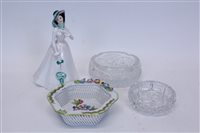 Lot 2017 - Herend porcelain basket ware dish with floral...